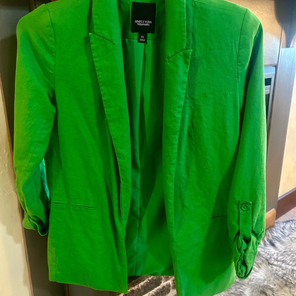 Simply Vera Vera Wang Green Blazer with Classic Lapel